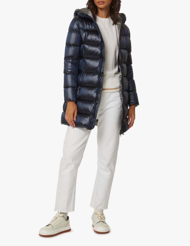 rinascente Colmar Long down jacket with hood - Blue