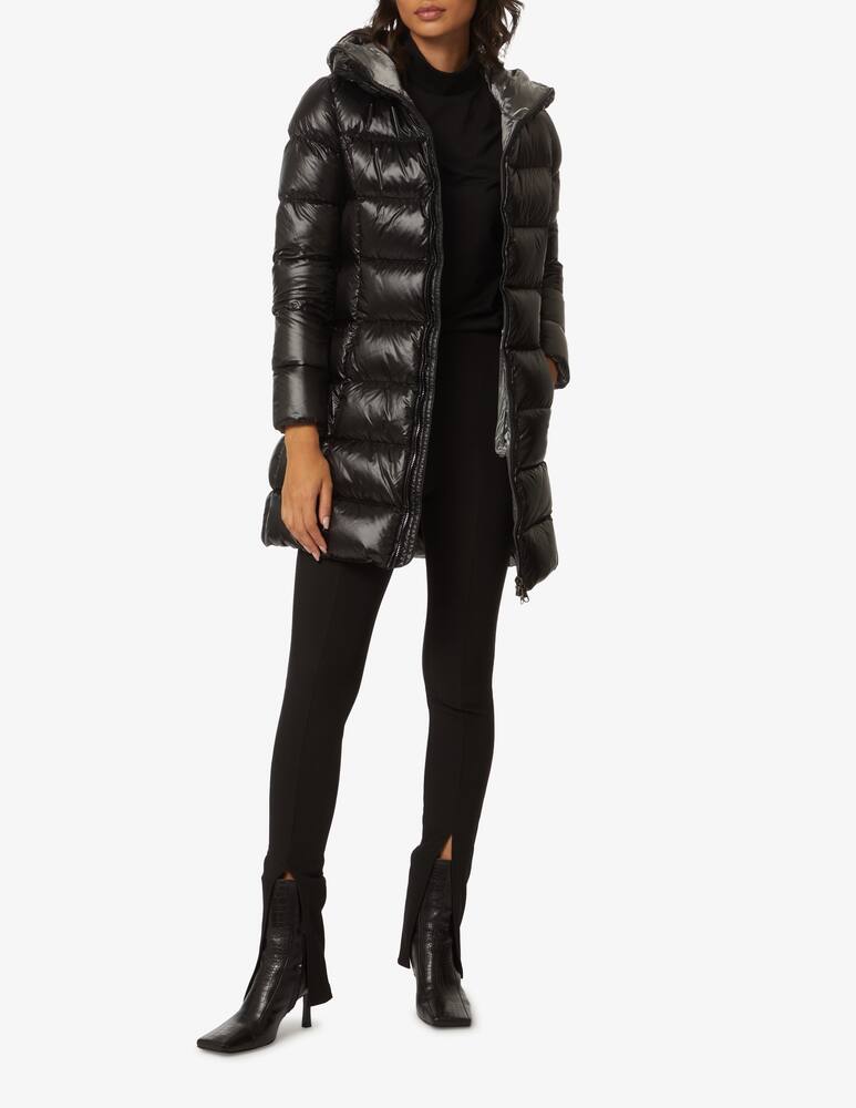 rinascente Colmar Long down jacket with hood - Black