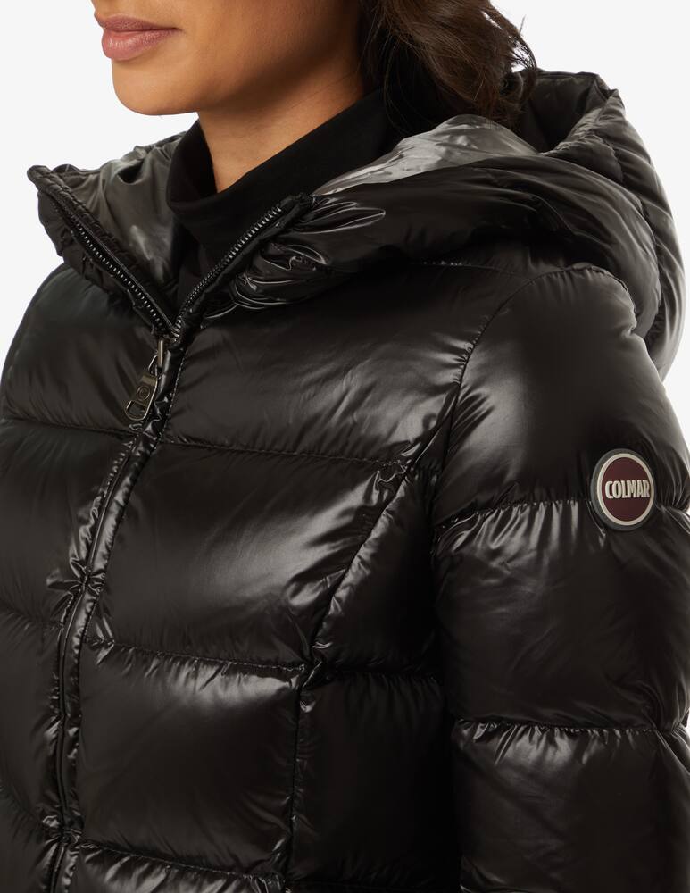 rinascente Colmar Long down jacket with hood - Black