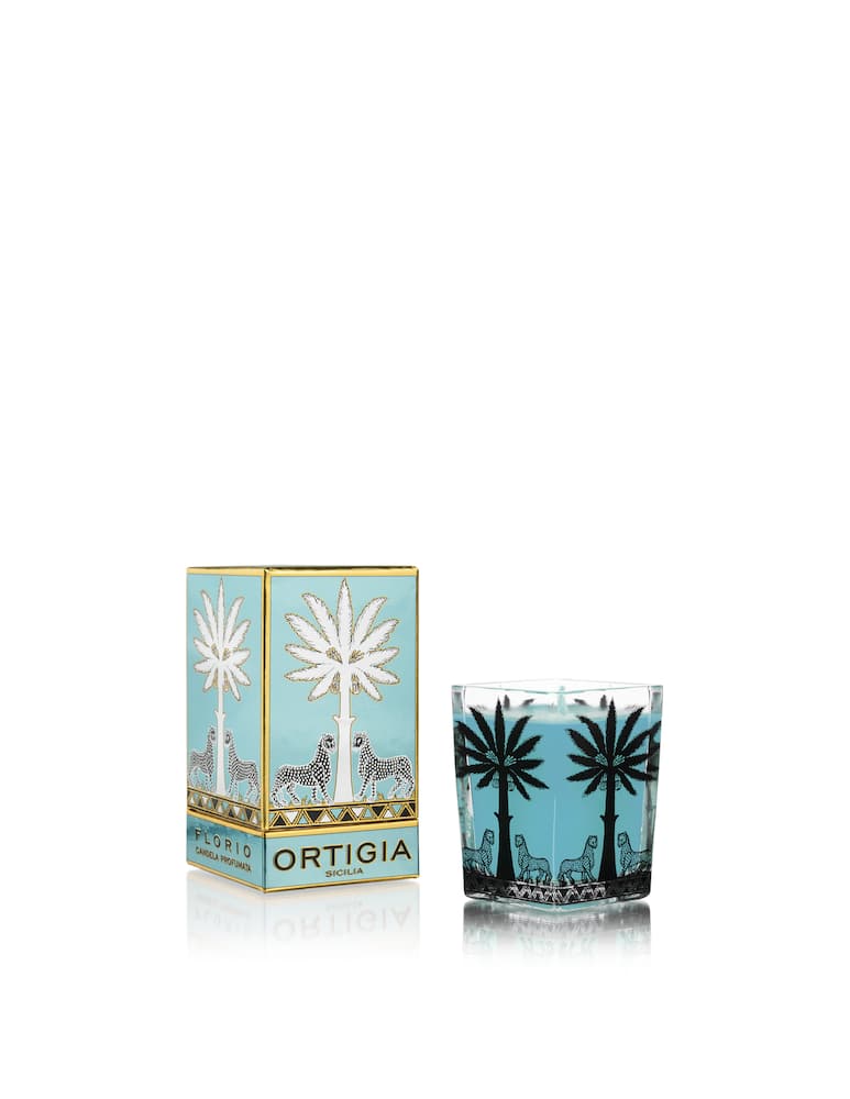 rinascente Ortigia Florio large square candle - Light blue