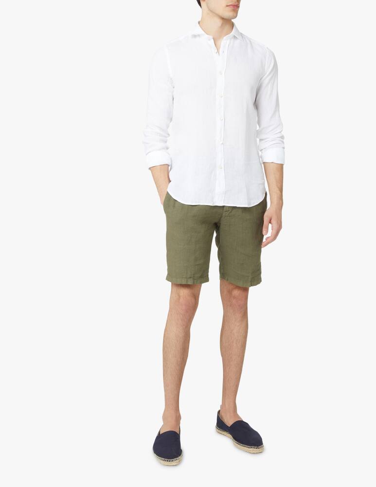 rinascente Tintoria Mattei Garment dyed slim linen shirt - white