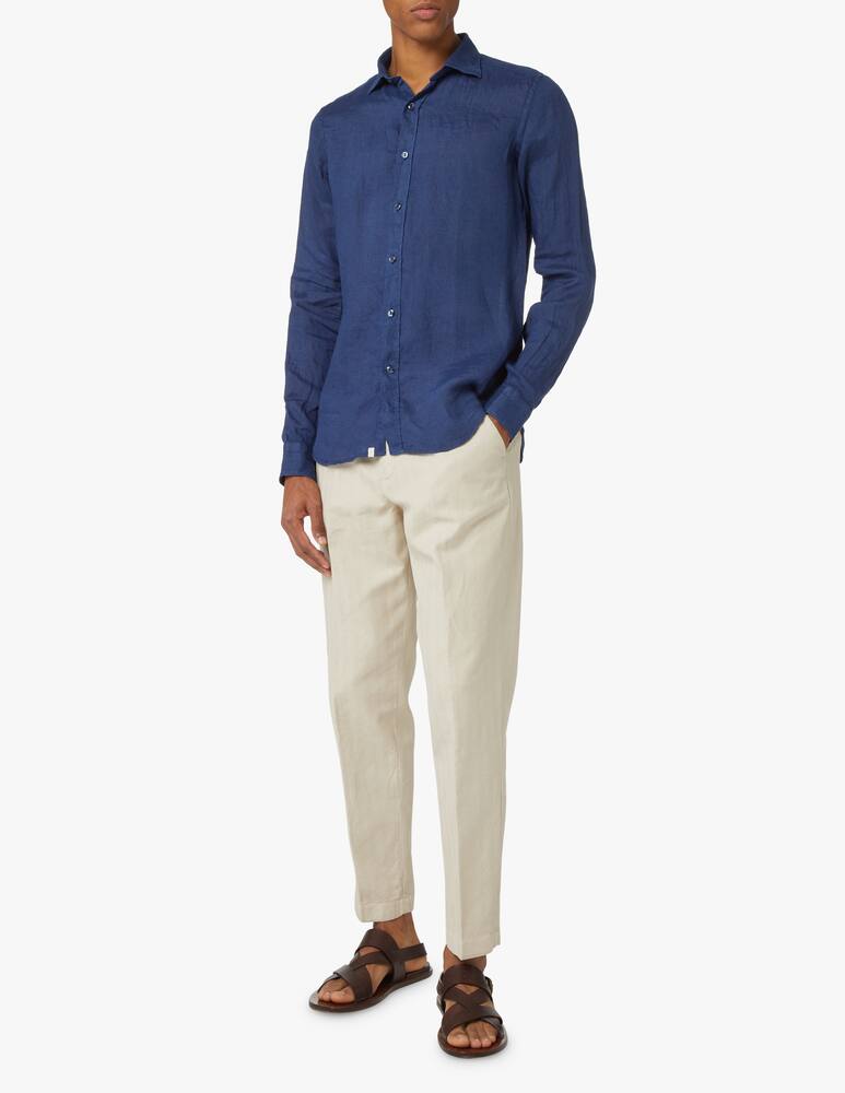 Tintoria Mattei Garment dyed slim linen shirt - blue - picture 2
