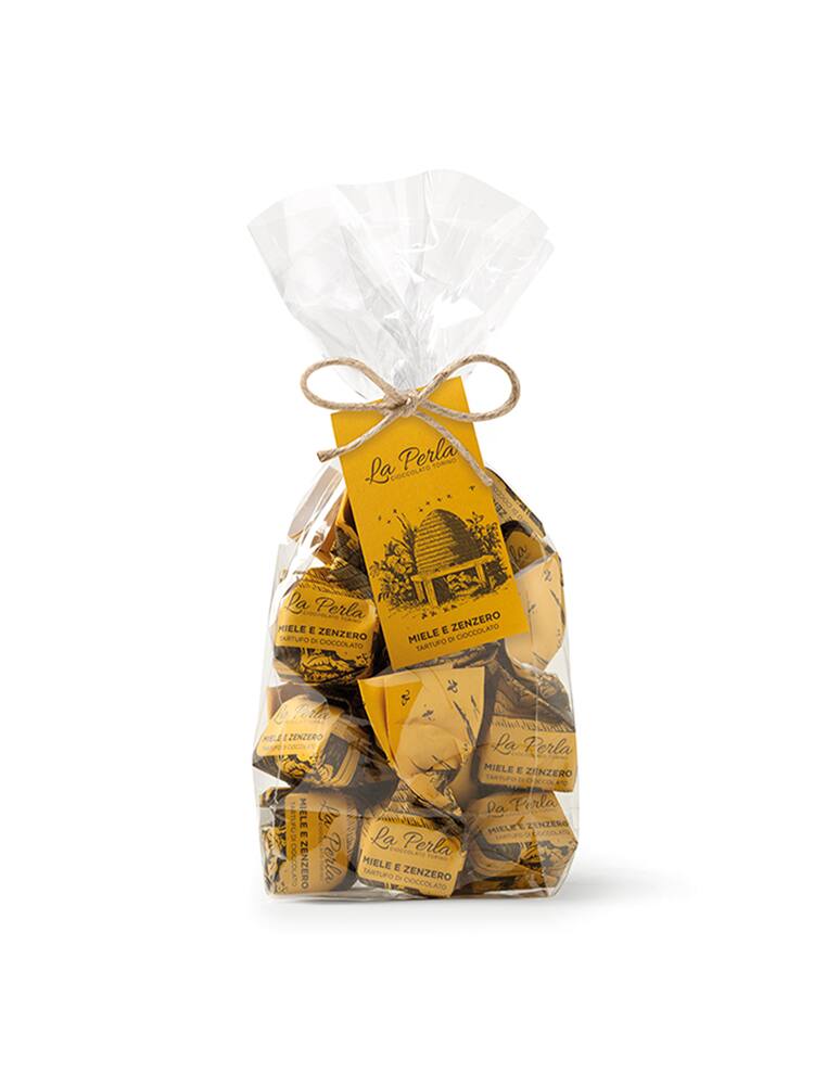 La Perla Di Torino Miele e Zenzero. Tartufo di cioccolato con Nocciole Piemonte - immagine 1
