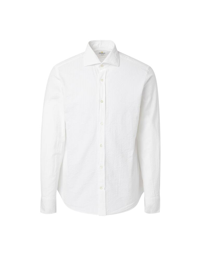 Giannetto Portofino Washed seersucker long sleeve shirt - white - picture 5 Giannetto Portofino Washed seersucker long sleeve shirt - white - picture 5