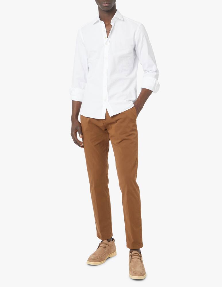 Giannetto Portofino Washed seersucker long sleeve shirt - white - picture 2 Giannetto Portofino Washed seersucker long sleeve shirt - white - picture 2