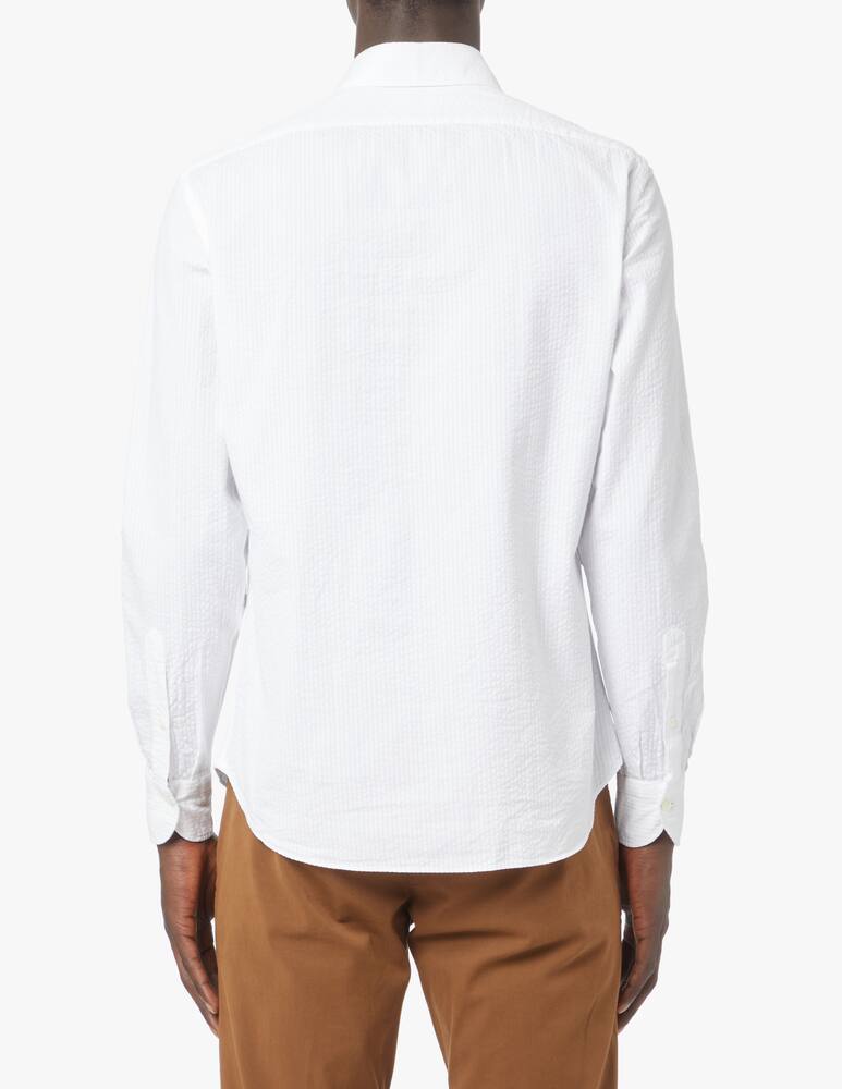 Giannetto Portofino Washed seersucker long sleeve shirt - white - picture 3 Giannetto Portofino Washed seersucker long sleeve shirt - white - picture 3