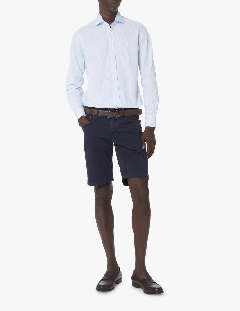 rinascente Giannetto Portofino Camicia manica lunga seersucker lavata - azzurro