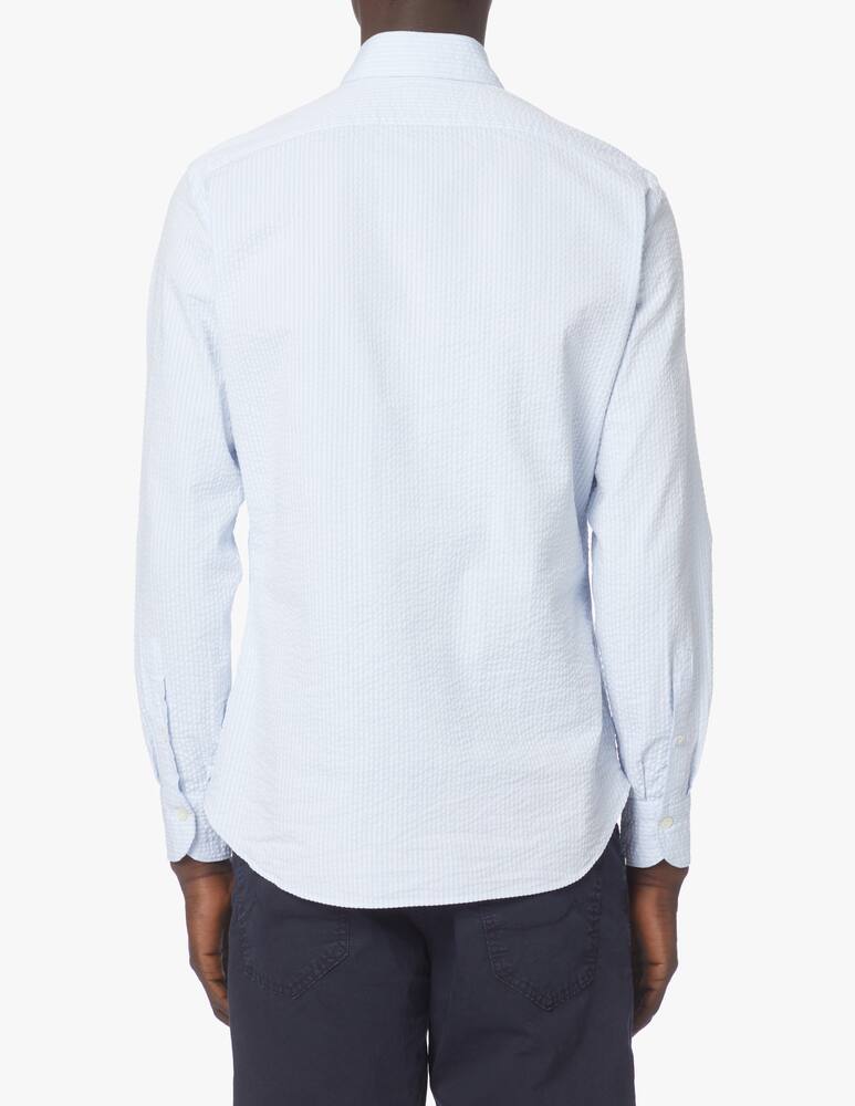 rinascente Giannetto Portofino Camicia manica lunga seersucker lavata - azzurro