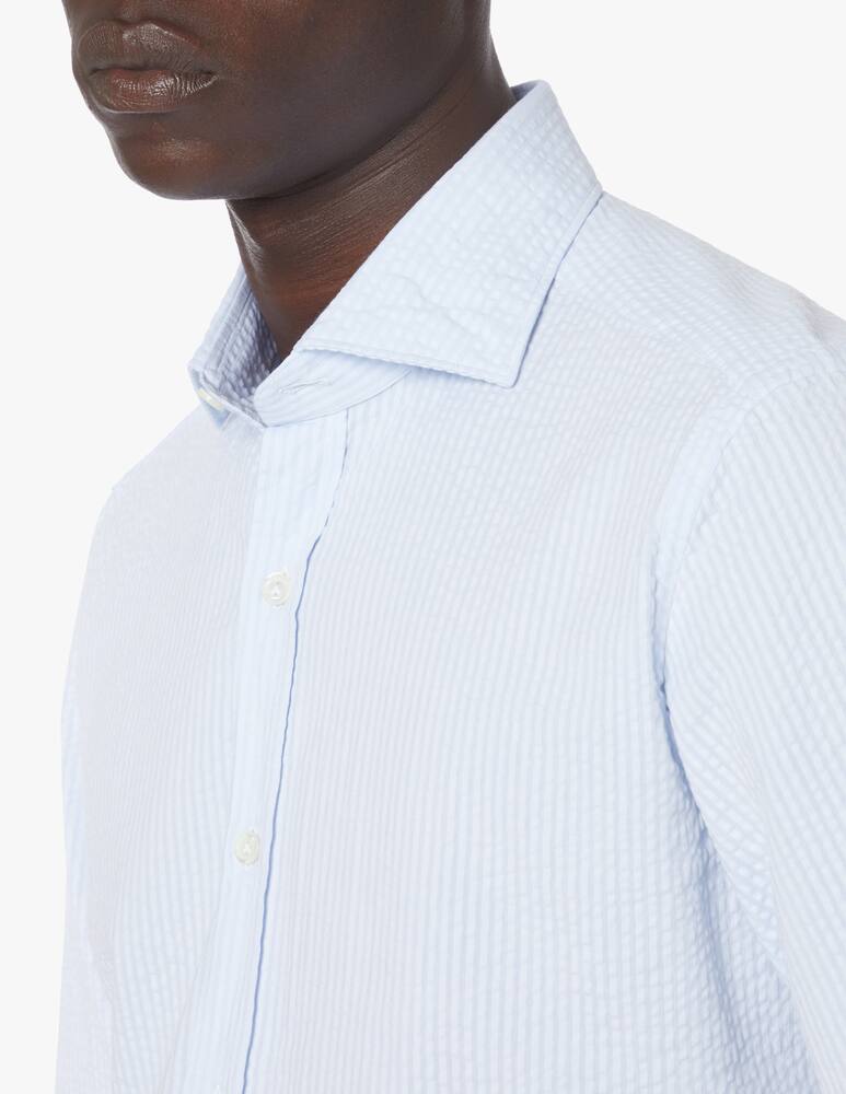 rinascente Giannetto Portofino Camicia manica lunga seersucker lavata - azzurro