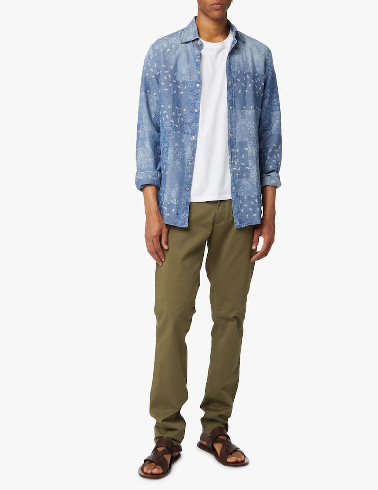 rinascente Giannetto Portofino Bandana patchwork denim long sleeve shirt - blue