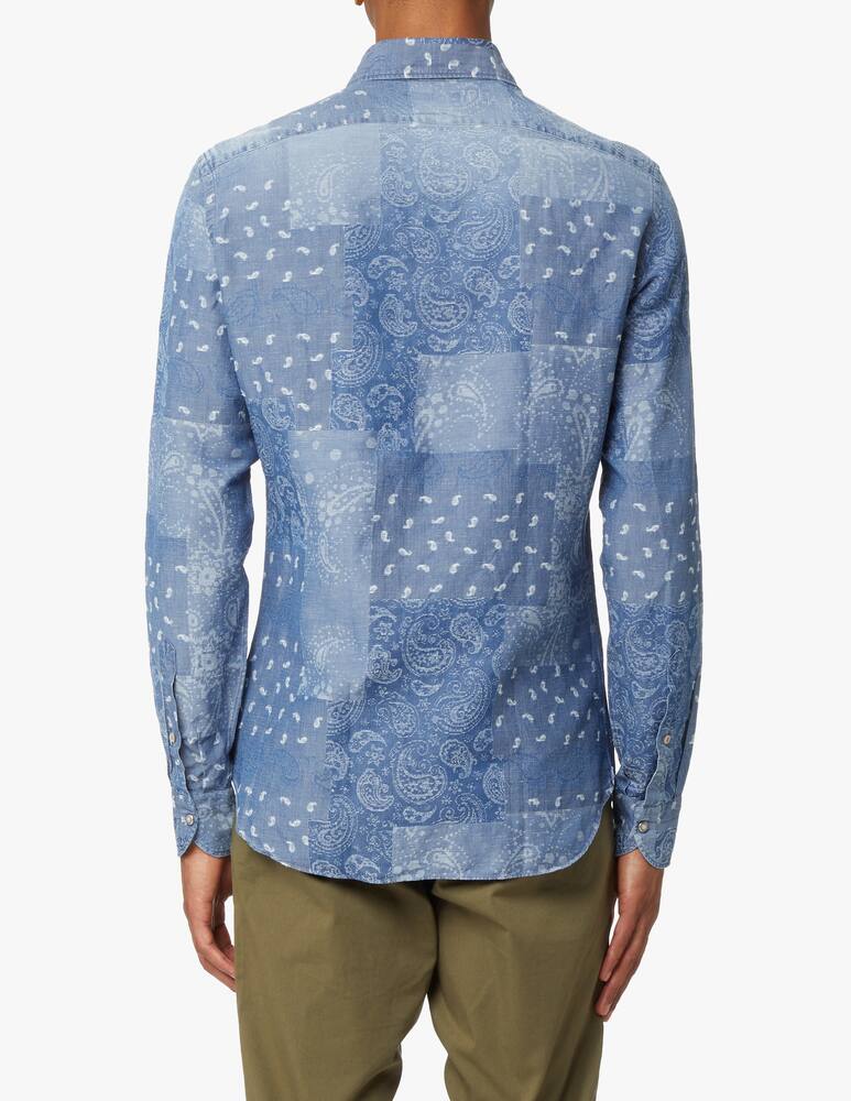 rinascente Giannetto Portofino Bandana patchwork denim long sleeve shirt - blue