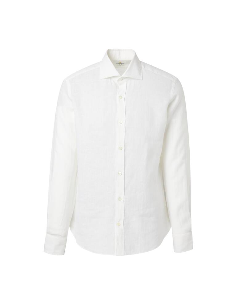rinascente Giannetto Portofino Yarn dyed linen long sleeve shirt - white