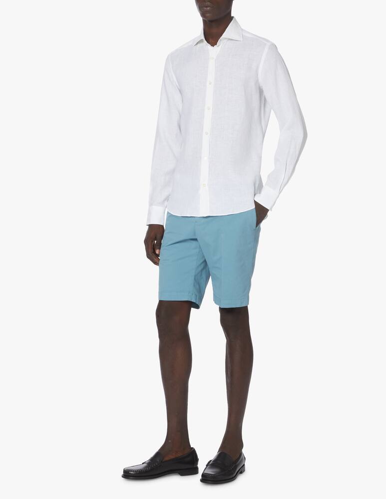 rinascente Giannetto Portofino Yarn dyed linen long sleeve shirt - white