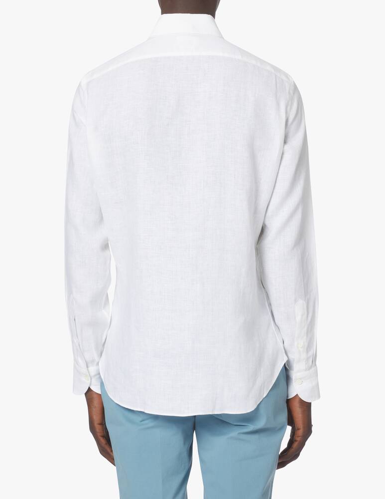 rinascente Giannetto Portofino Yarn dyed linen long sleeve shirt - white