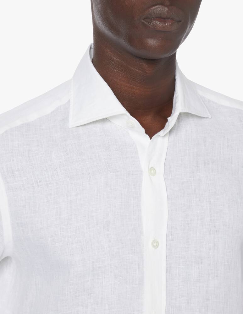 rinascente Giannetto Portofino Yarn dyed linen long sleeve shirt - white