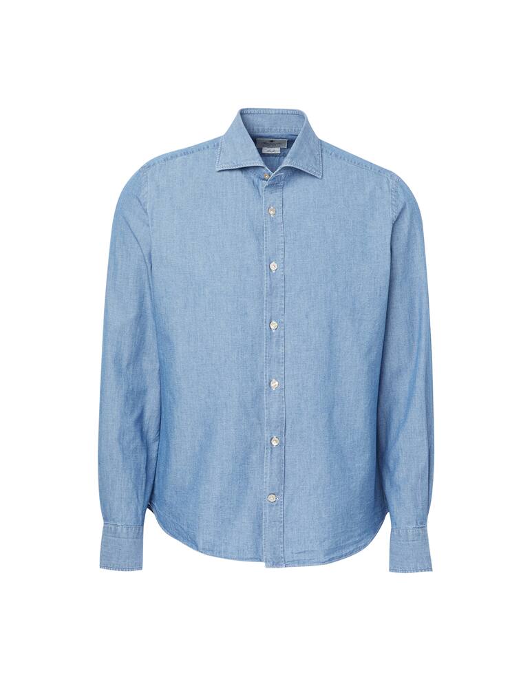 rinascente Giannetto Portofino Camicia manica lunga denim scolorito - blu