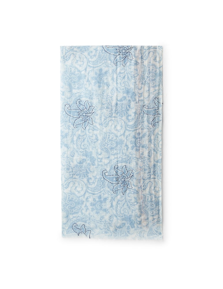 rinascente Altea Sciarpa lino cotone 70x180 con disegno - blu