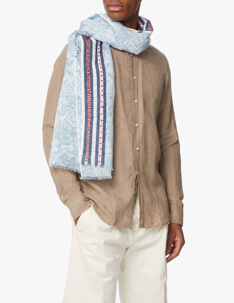 rinascente Altea Sciarpa lino cotone 70x180 con disegno - blu