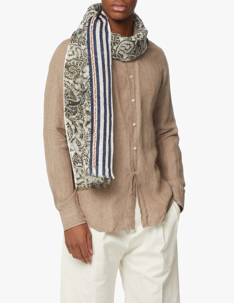 Altea Drawing 70x180 linen cotton scarf - multi - picture 2 Altea Drawing 70x180 linen cotton scarf - multi - picture 2