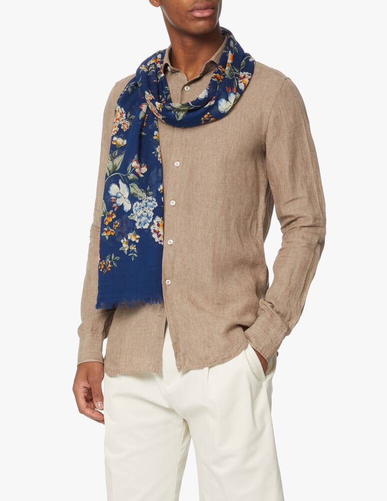 rinascente Altea Sciarpa cotone 100x200 fiori - blu