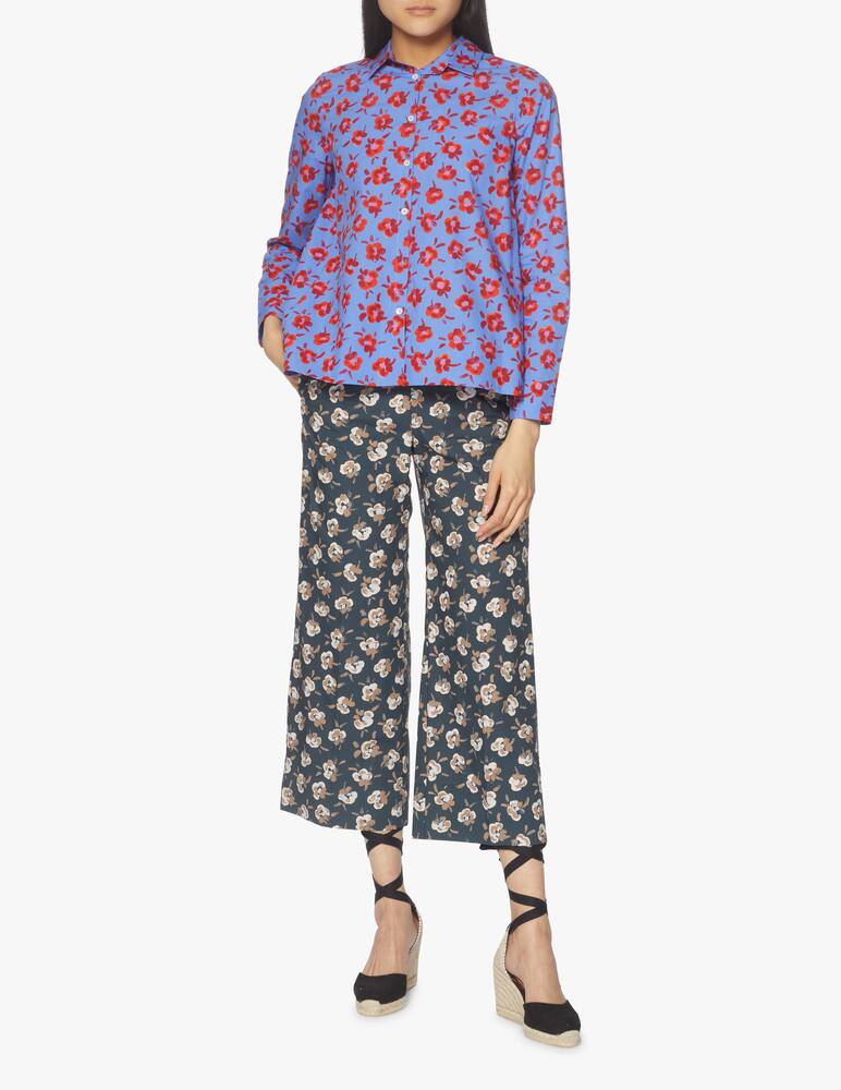 rinascente Rosso35 Cotton-silk blend shirt with floral print - blue