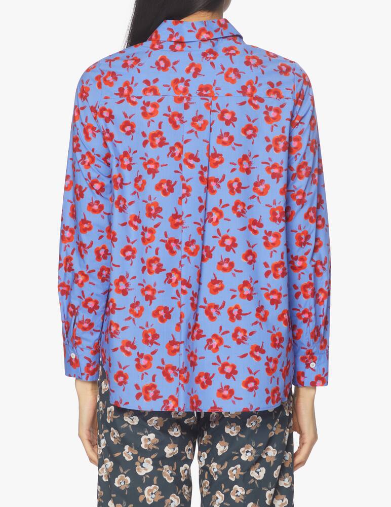 rinascente Rosso35 Cotton-silk blend shirt with floral print - blue