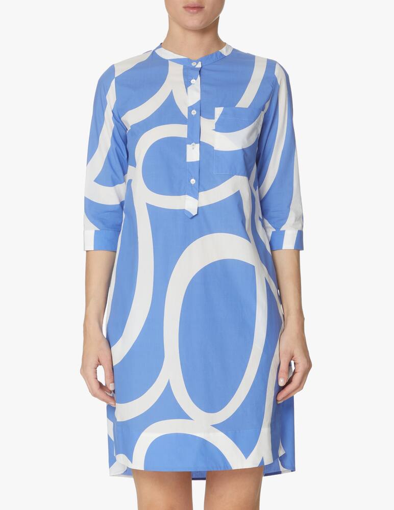 rinascente Rosso35 Tunica collo alla coreana con stampa nastri - azzurro