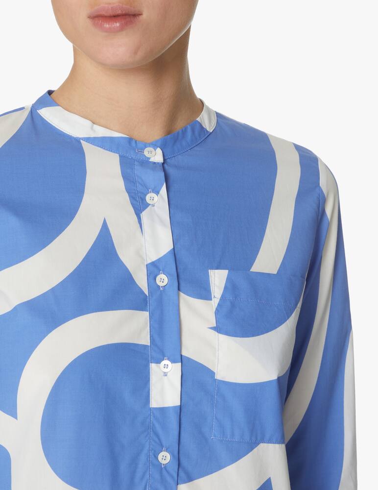 rinascente Rosso35 Tunica collo alla coreana con stampa nastri - azzurro