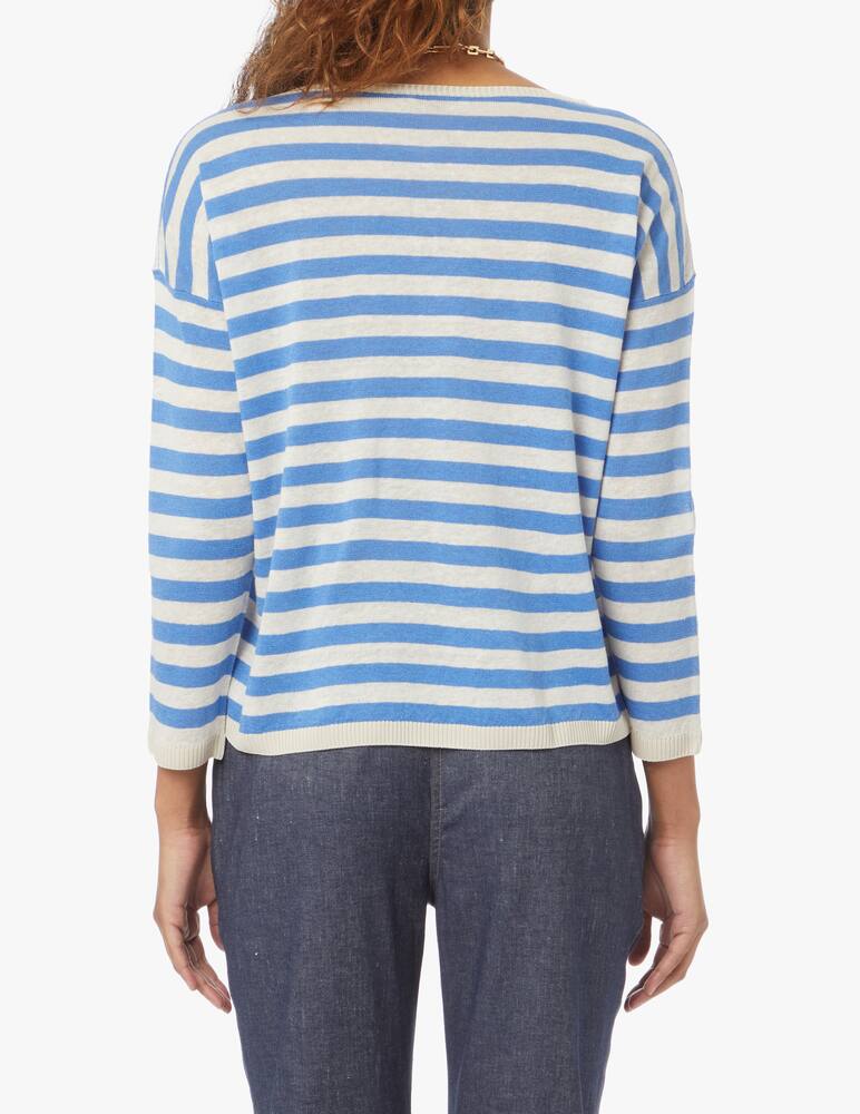 rinascente Rosso35 Linen and cotton blend striped knit sweater - blue