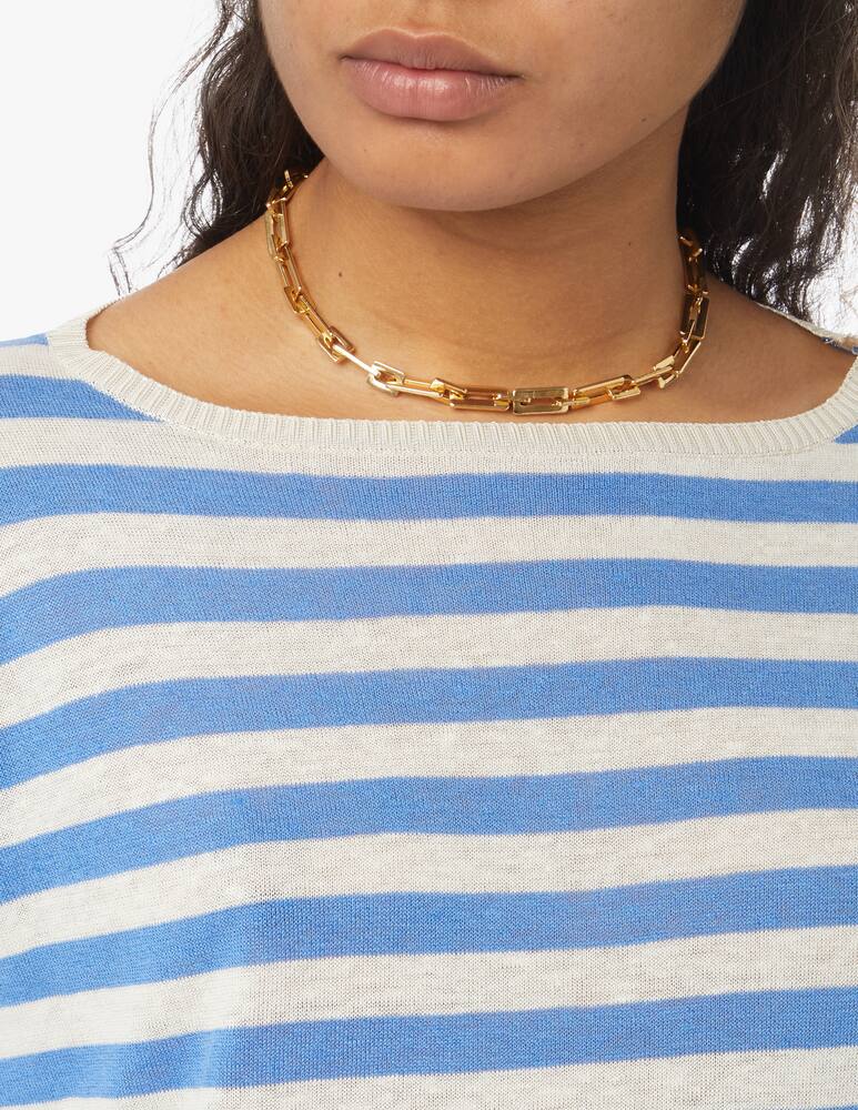 rinascente Rosso35 Linen and cotton blend striped knit sweater - blue