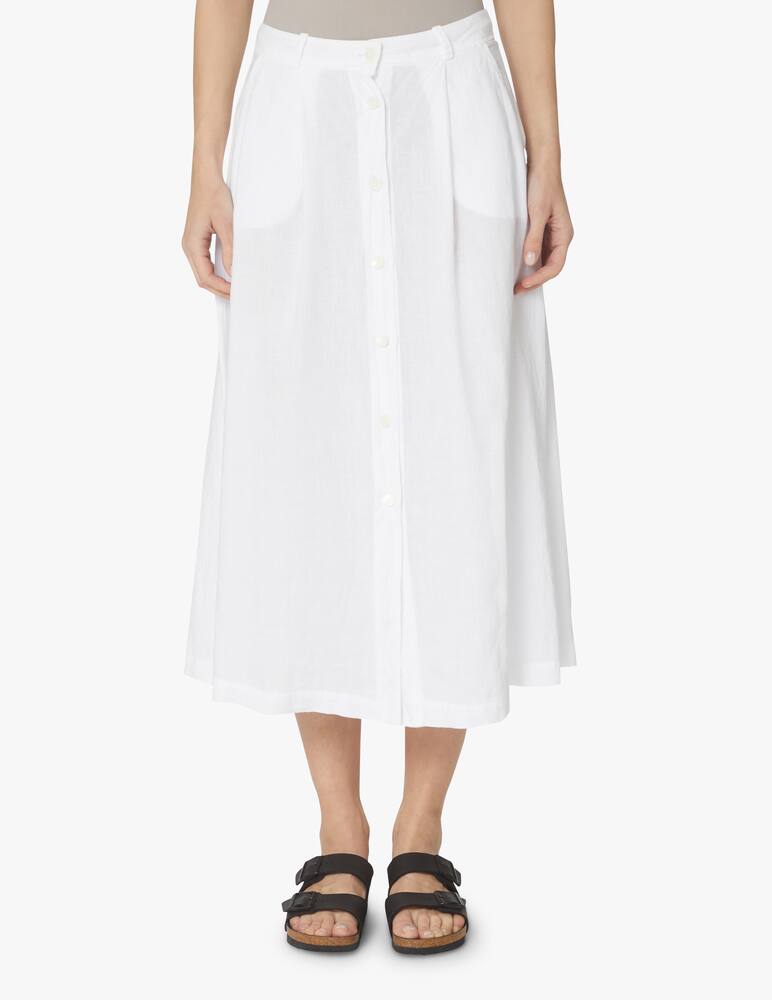 rinascente Rosso35 Maxi linen skirt with front buttons - white