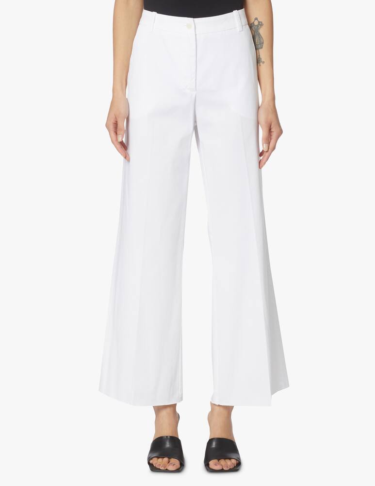 Rosso35 Cotton gabardine flare trousers - white - picture 2 Rosso35 Cotton gabardine flare trousers - white - picture 2