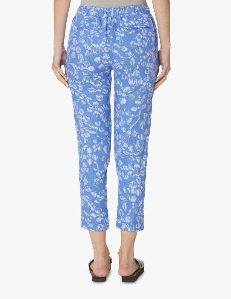 rinascente Rosso35 Trousers with waistband and flower print - light blue
