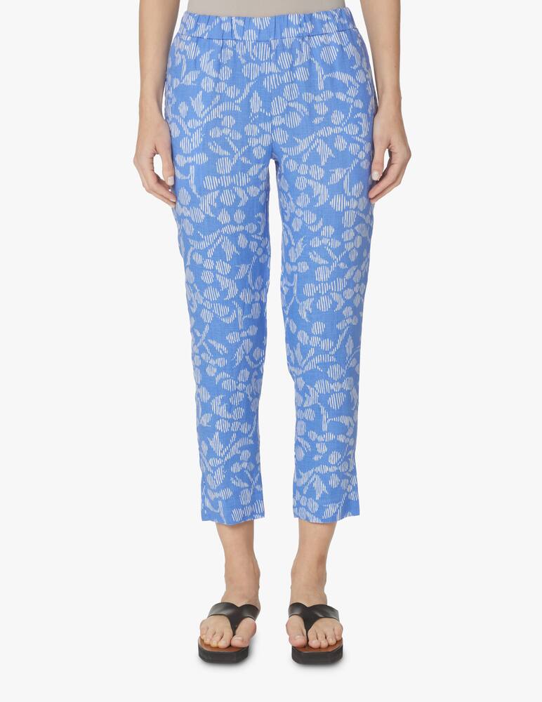 rinascente Rosso35 Trousers with waistband and flower print - light blue