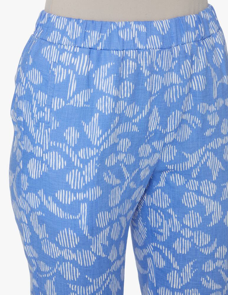 rinascente Rosso35 Trousers with waistband and flower print - light blue