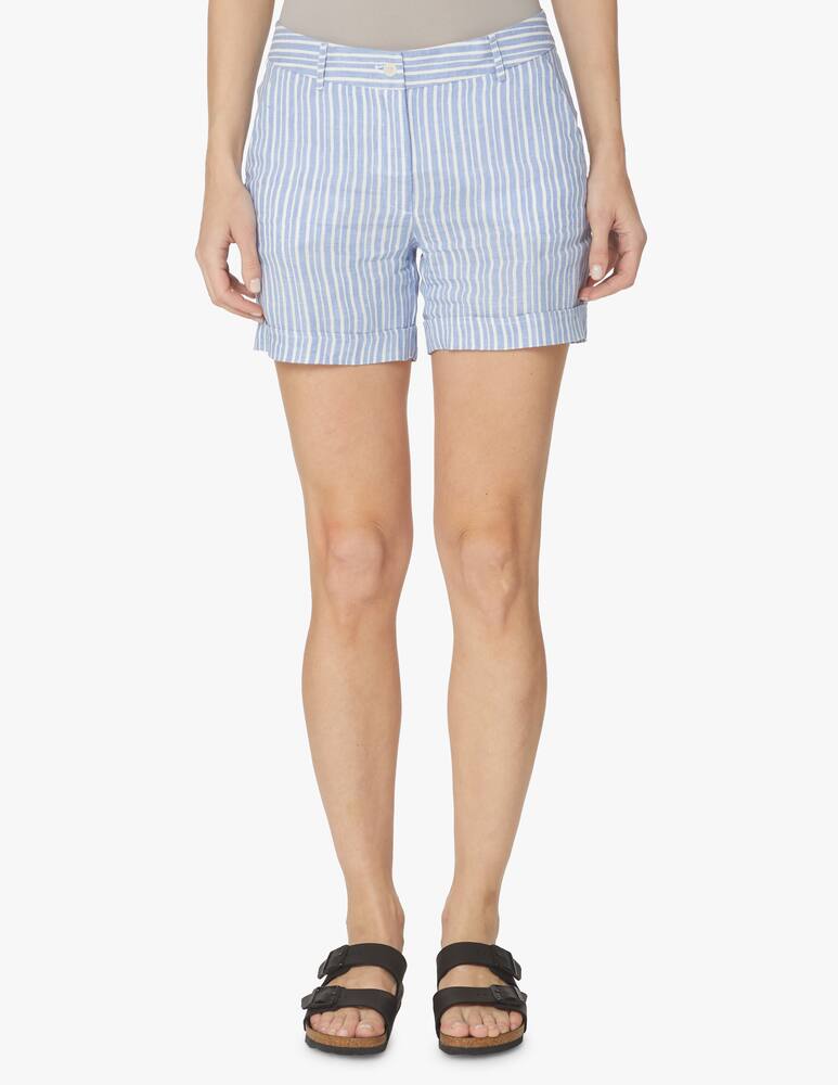 rinascente Rosso35 Striped linen short - light blue
