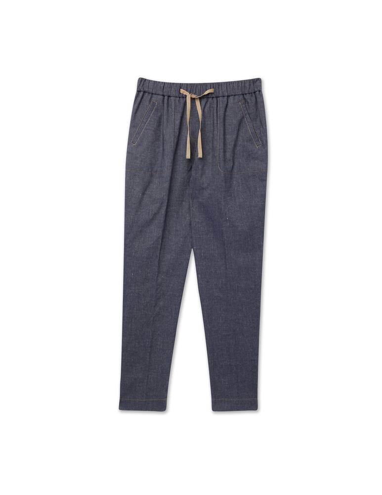 rinascente Rosso35 Denim linen cotton blend trousers - blue