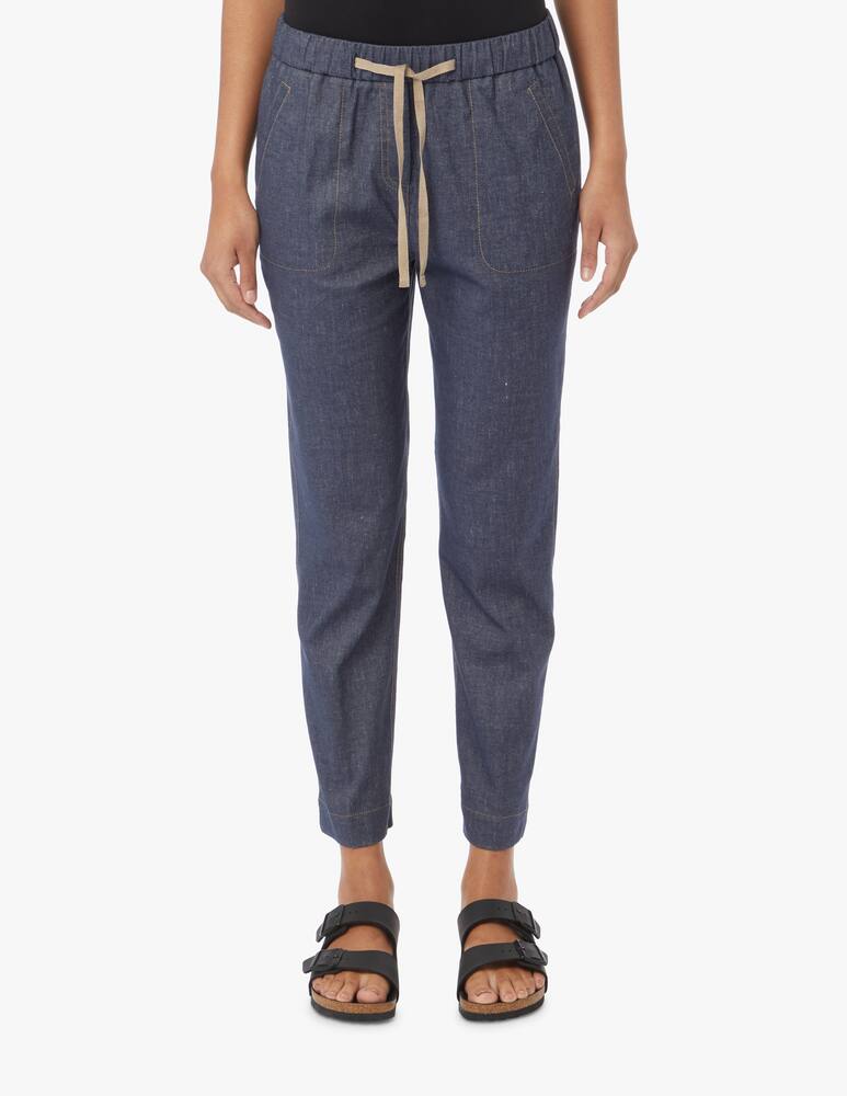 rinascente Rosso35 Denim linen cotton blend trousers - blue