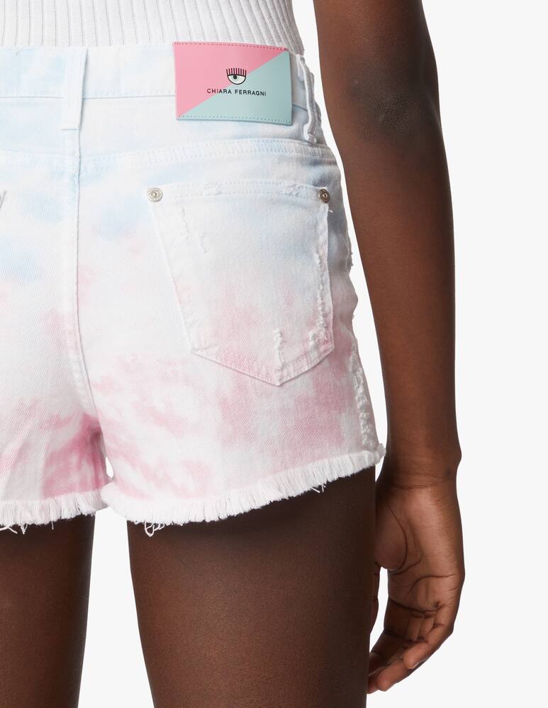 rinascente Chiara Ferragni Denim tie dye shorts - white