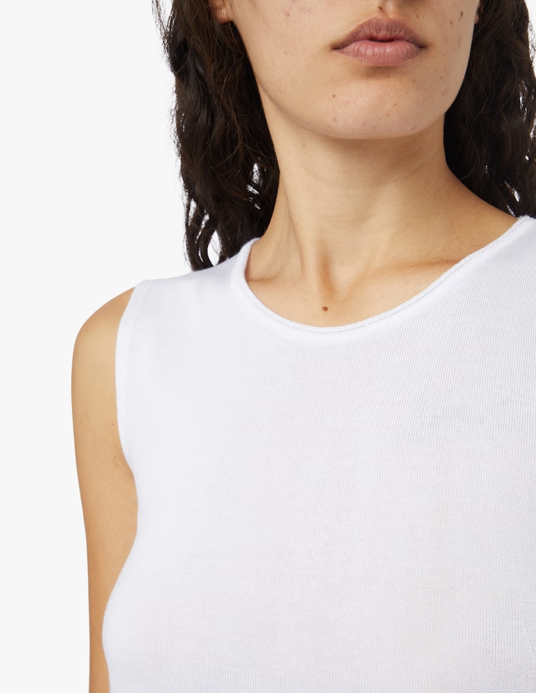 Rinascente Collection Crewneck top with slits - white - picture 4