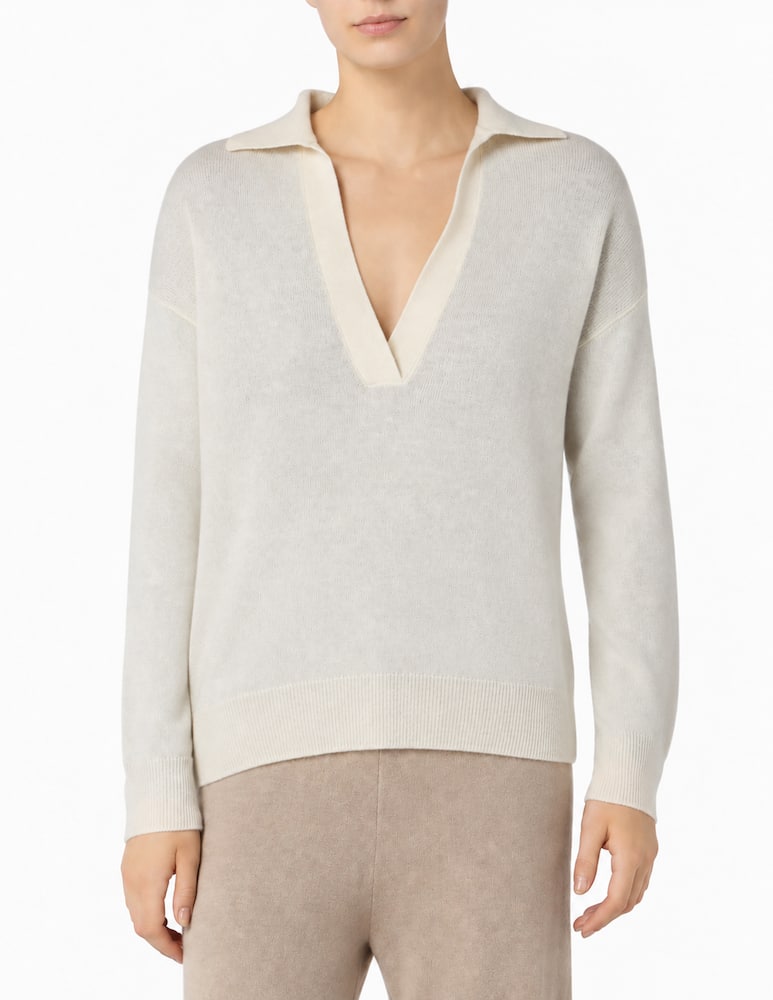 Pure Cashmere Polo in maglia con collo aperto - immagine 2 Pure Cashmere Polo in maglia con collo aperto - immagine 2