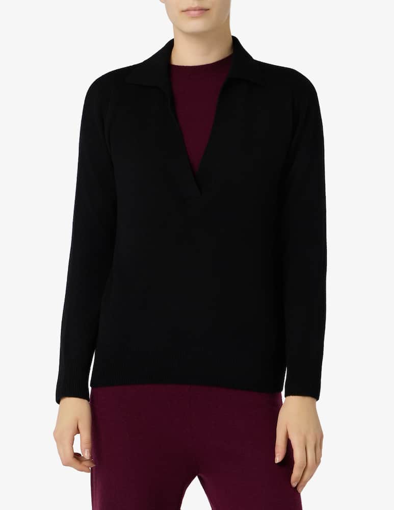 rinascente Pure Cashmere Polo in maglia con collo aperto