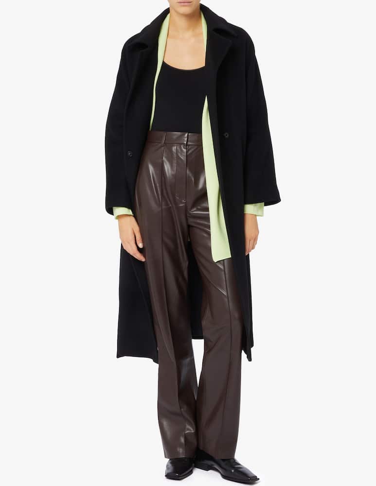 So Allure Cappotto Nero In Lana Con Cintura - Calibro Shop
