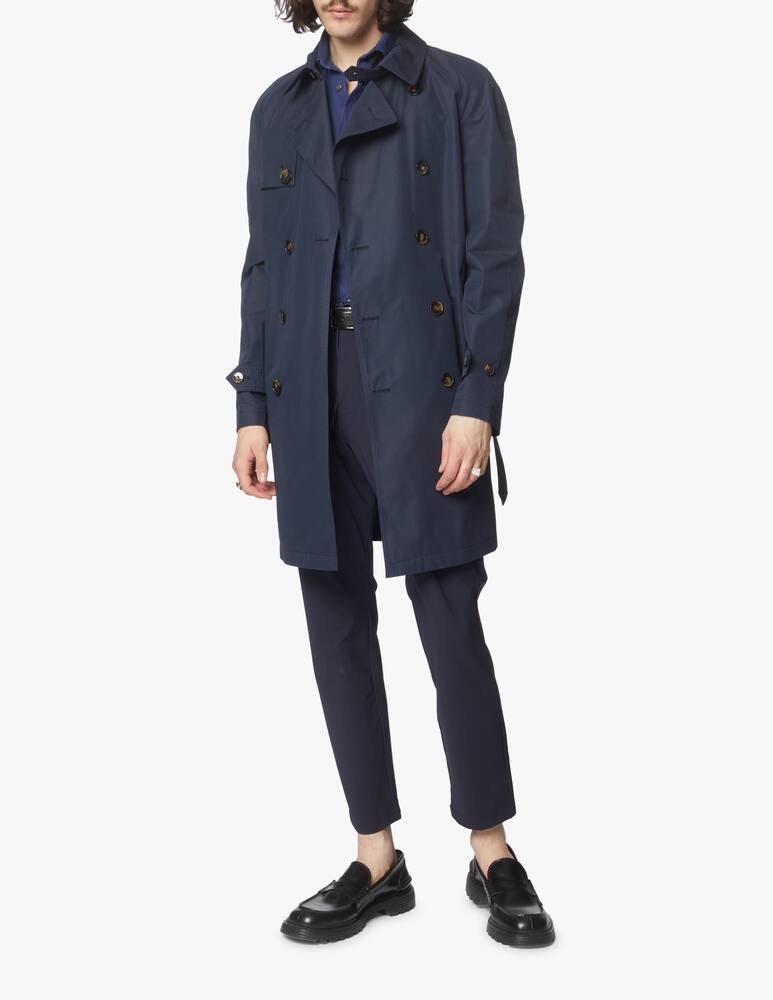 rinascente L'impermeabile Double breast cotton nylon raglan trench - blue