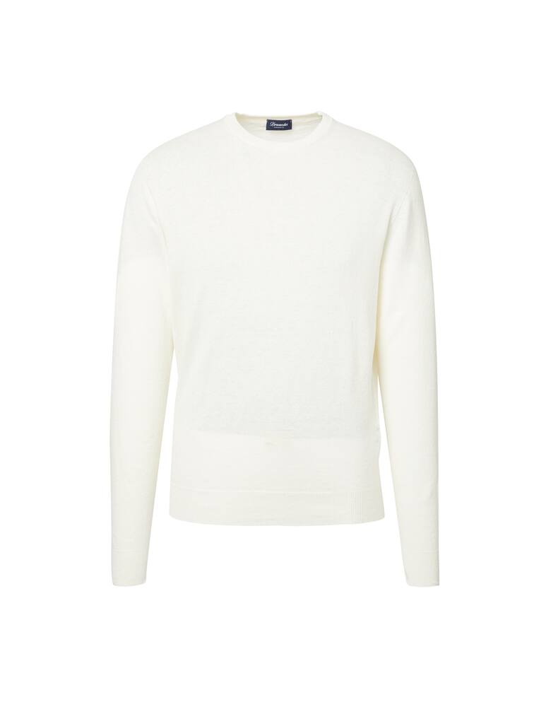 rinascente Drumohr Maglia girocollo misto lino - bianco