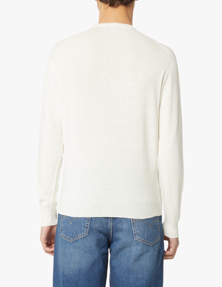 Drumohr Linen mix roundneck sweater - white - picture 2