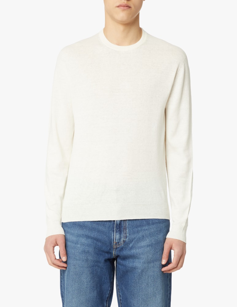 Drumohr Linen mix roundneck sweater - white - picture 1