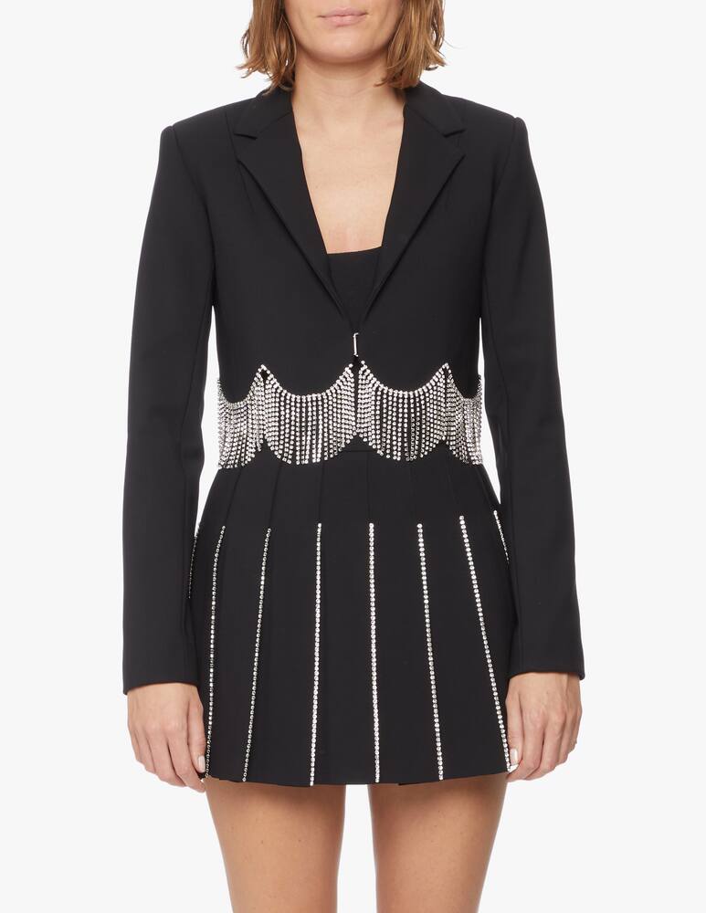 rinascente Area Cropped blazer with scalloped crystal hem