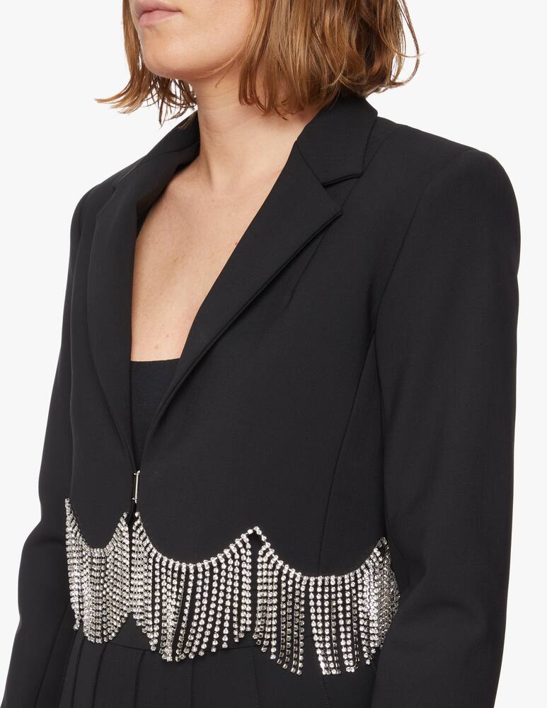 rinascente Area Cropped blazer with scalloped crystal hem