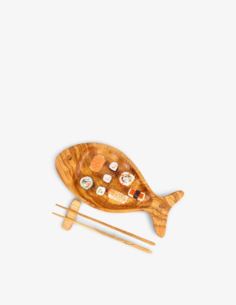 Arte Legno Platter Fish-Shaped Appetizer + Chopsticks - picture 1 Arte Legno Platter Fish-Shaped Appetizer + Chopsticks - picture 1